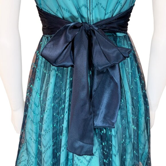 EUC Teal Green Tulle & Sequin Cocktail Dress - Womens Juniors Size 11 B. Smart - Picture 4 of 4